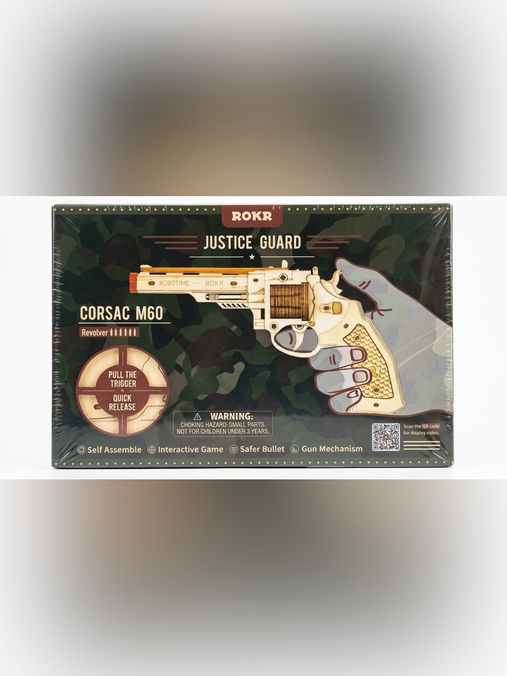 ROKR Justice Guard Corsac M60 Wooden Revolver 3D Puzzle Kit Model LQ401 NEW